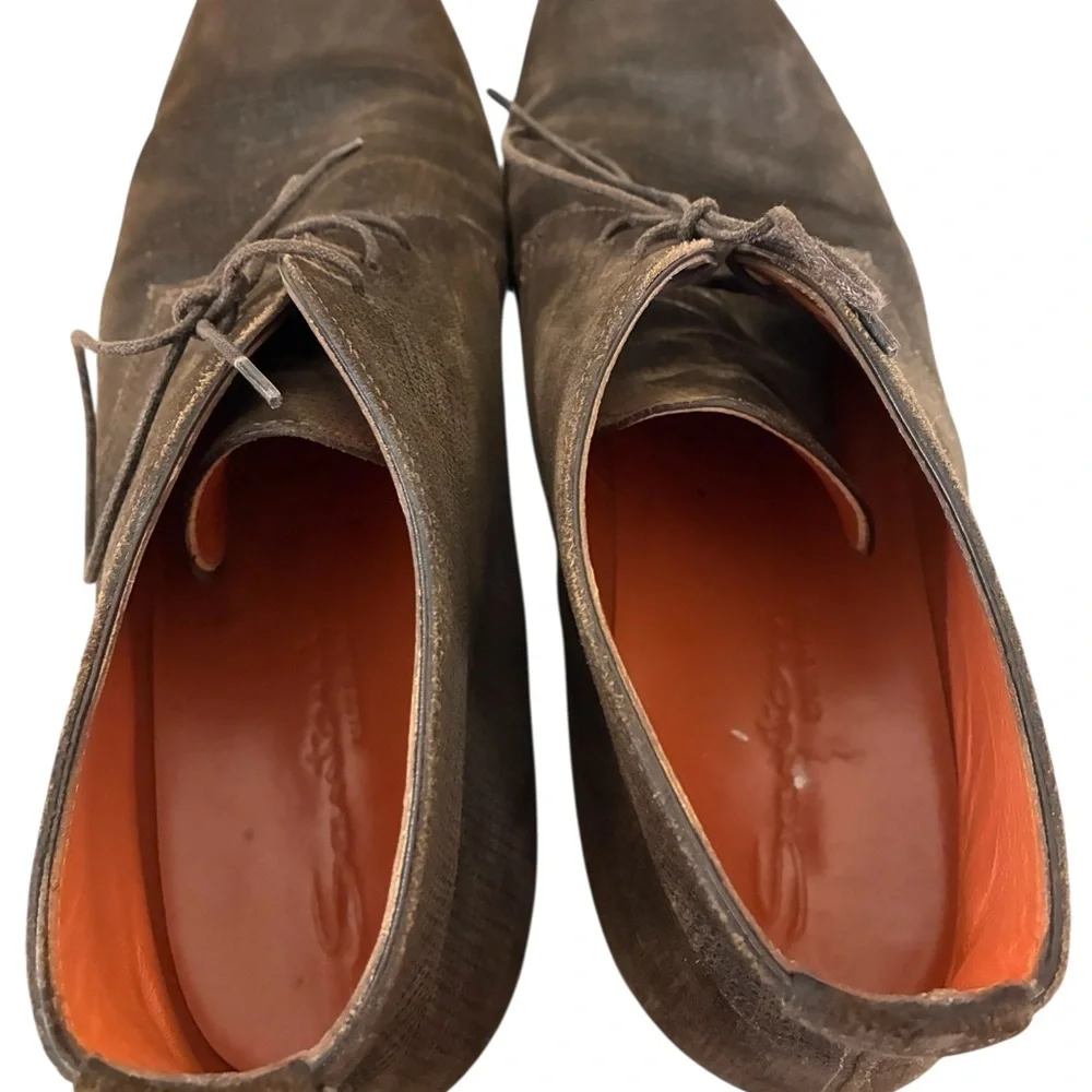 Santoni | Brown lace up chukka boot shoes
